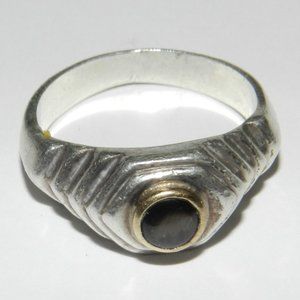 Women's Vintage Antique Tribal Old Sterling Silver Ring Pearl Gemstone